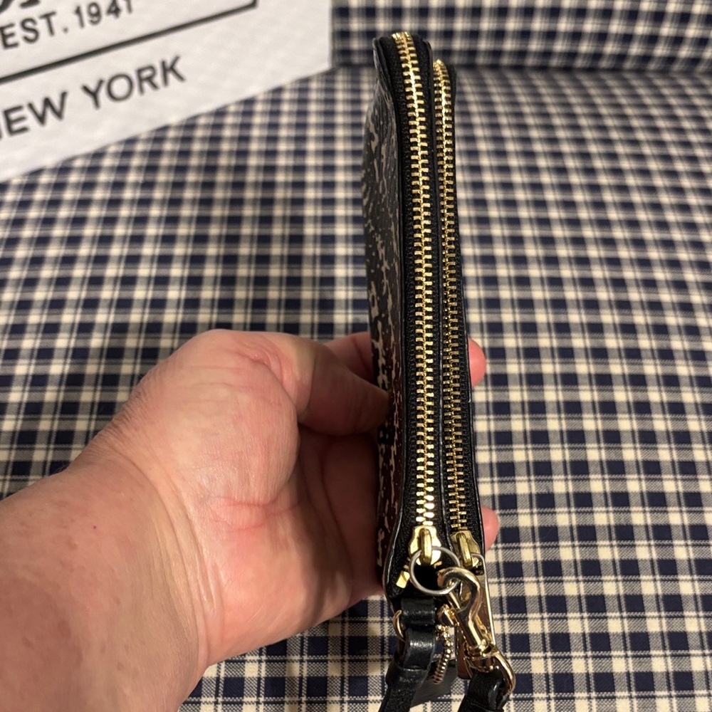 Coach Madison two tone python embossed double zip… - image 5